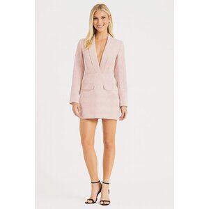 NWT Choosy 2 Pink Plaid Long Sleeve Blazer Dress Deep V Neckline